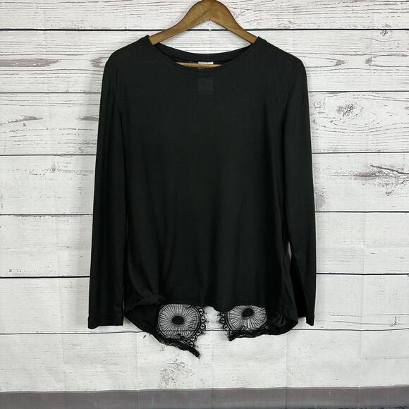 Wrangler Rock 47 Womens Top Shirt Large Black Lace Cowgirl Femme Rodeo - Picture 1 of 12